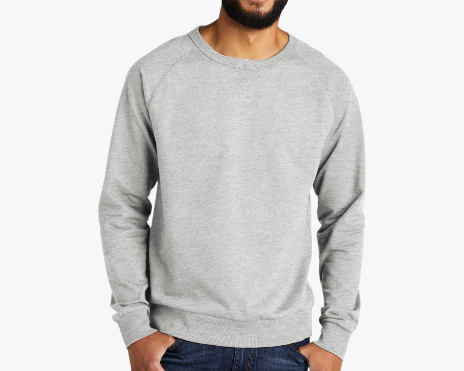 Allmade AL4004 Organic French Terry Crewneck Sweatshirt in Granite Grey Heather (size:medium, view:front)