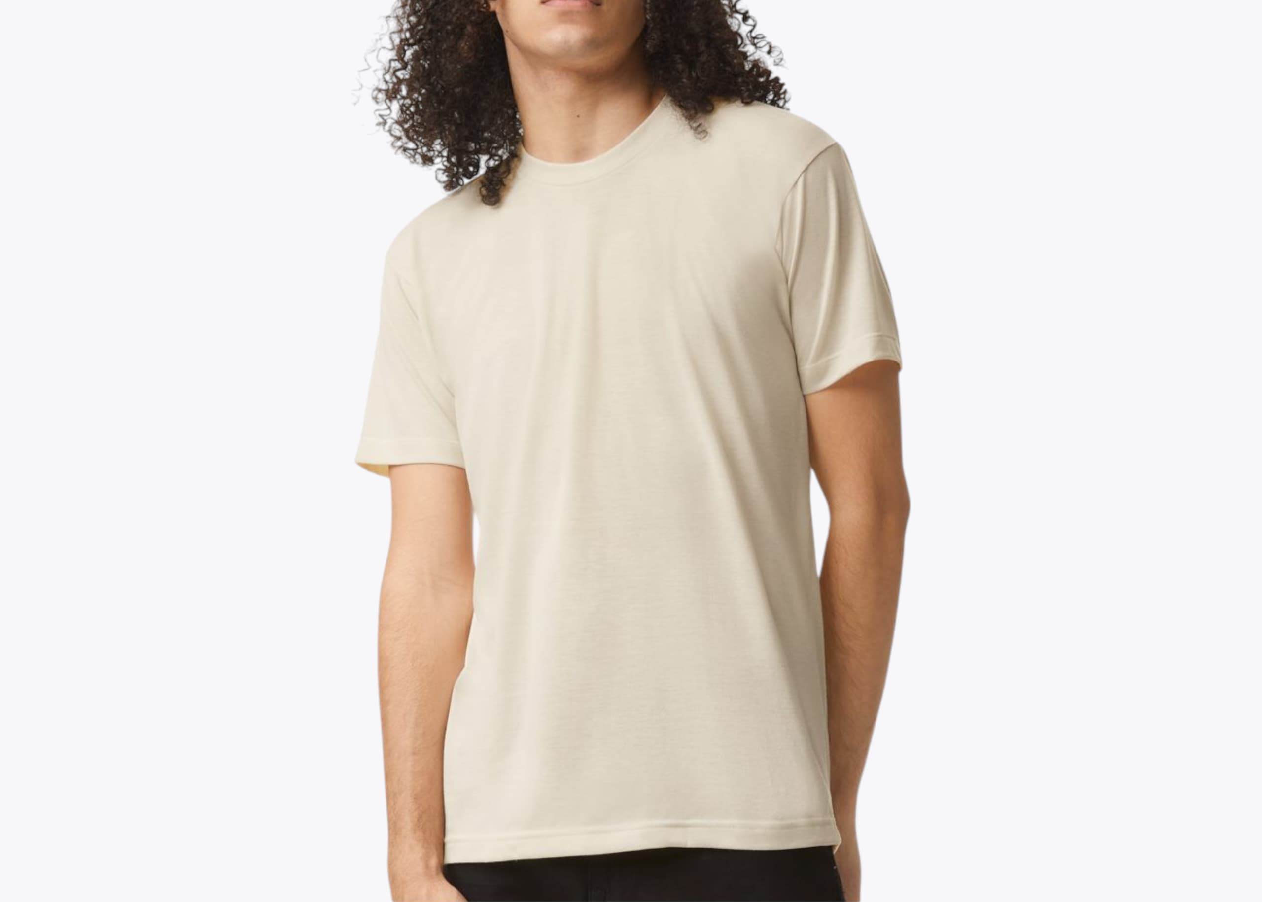 American Apparel TR401 Tribend Short Sleeve Track T-Shirt in Tri-Cream (size:medium, view:front)