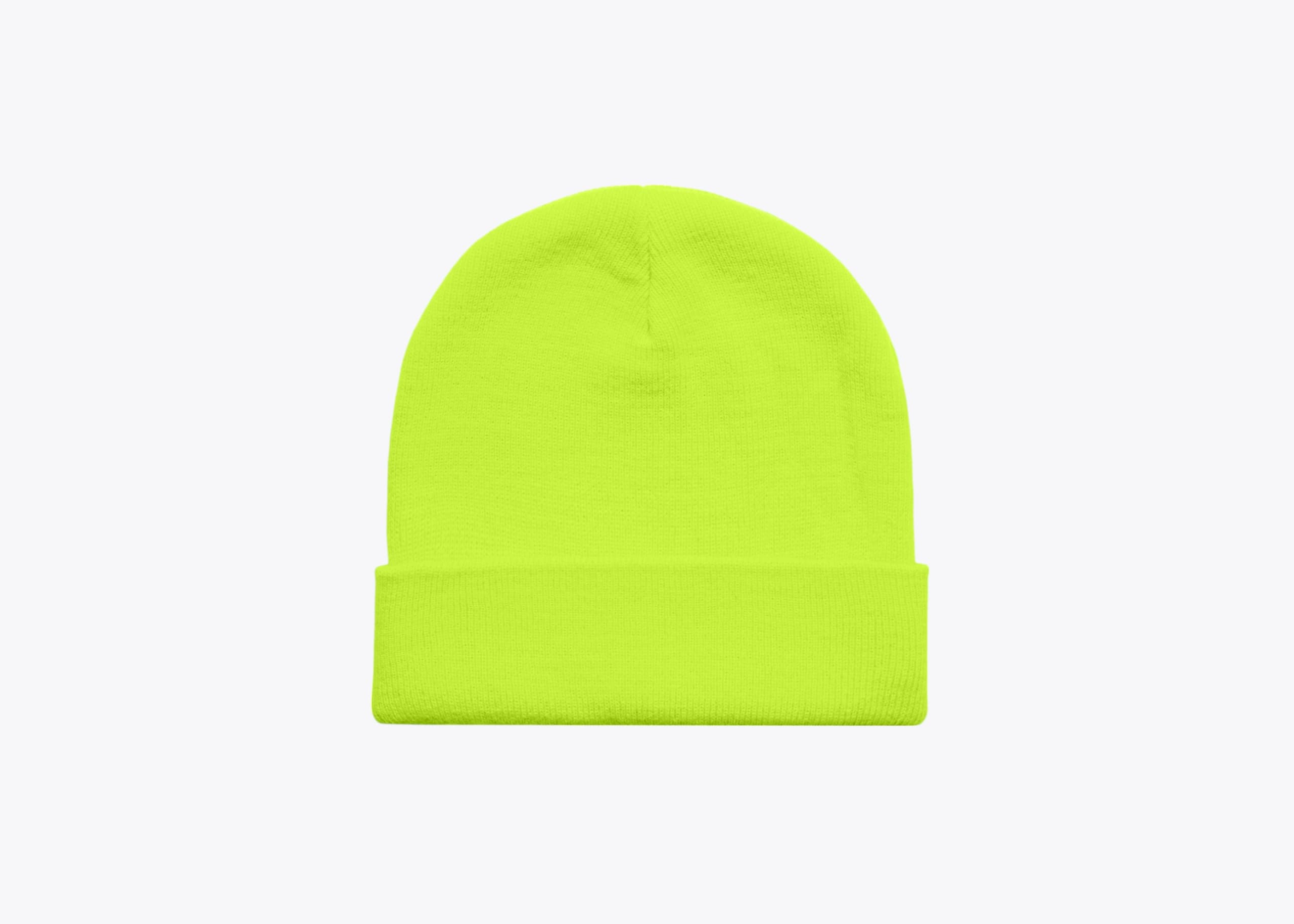 AS Colour 1107F Cuff Safety Beanie in Safety Yellow (size:one size fits most, view:front)