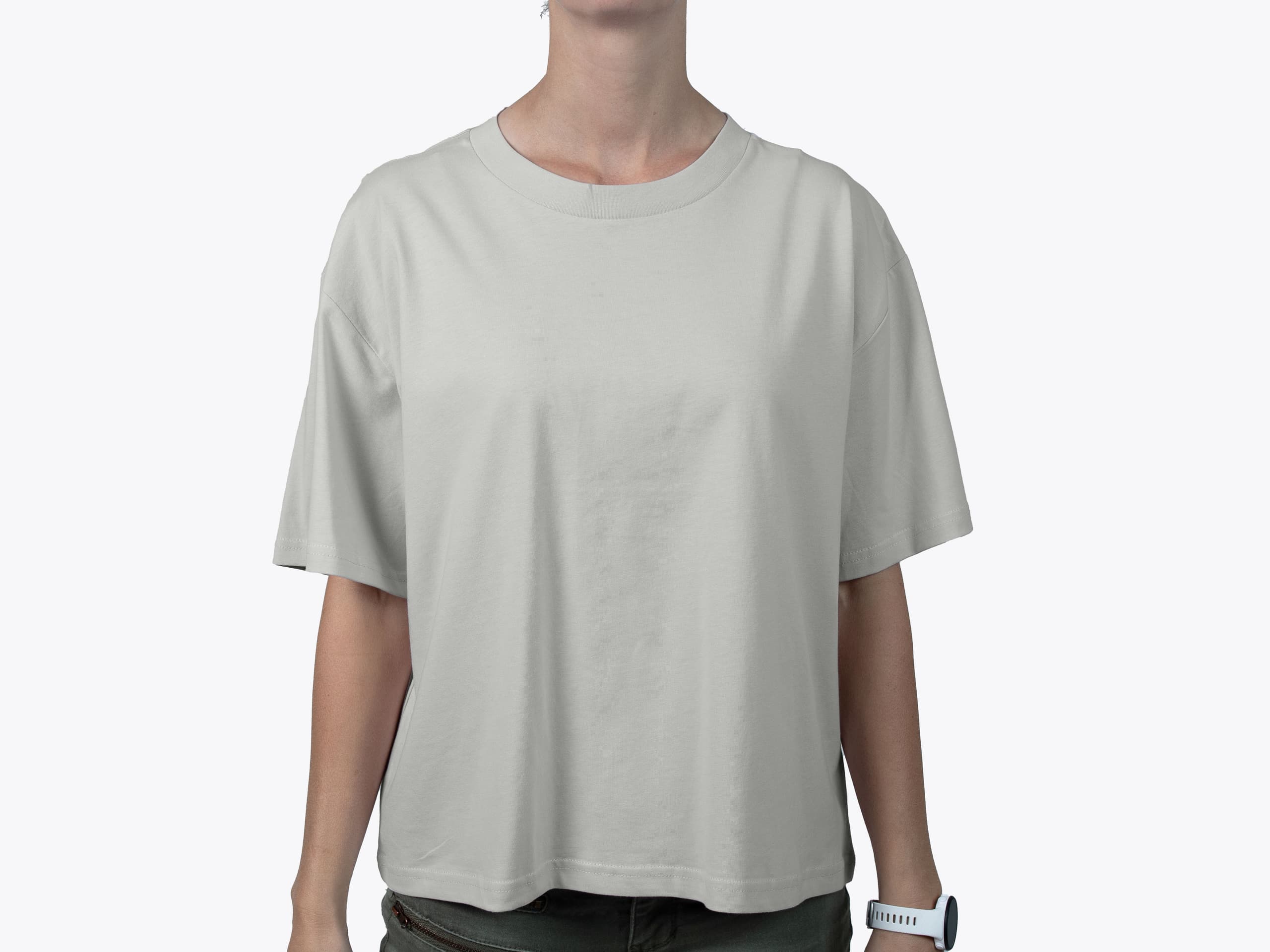 AS Colour 4006 Women's Martina Tee in Storm (model:female, size:medium, view:front)
