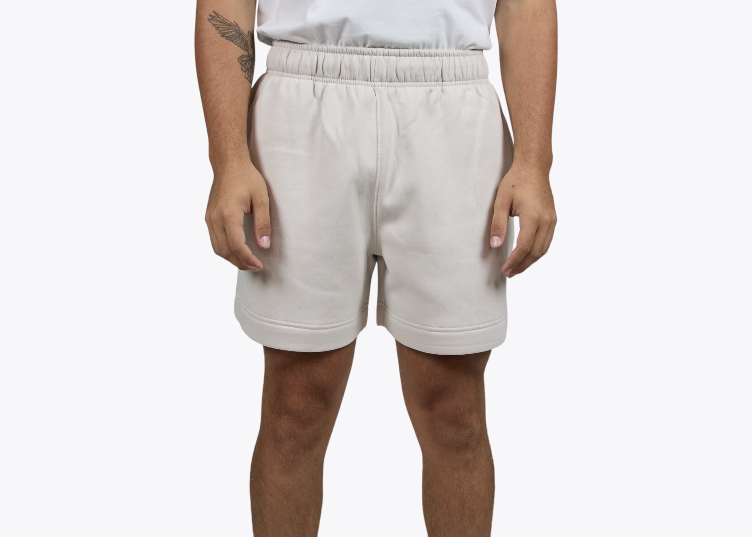 AS Colour 5933 Relax Track Shorts 18" in Bone (model:male, size:medium, view:front)
