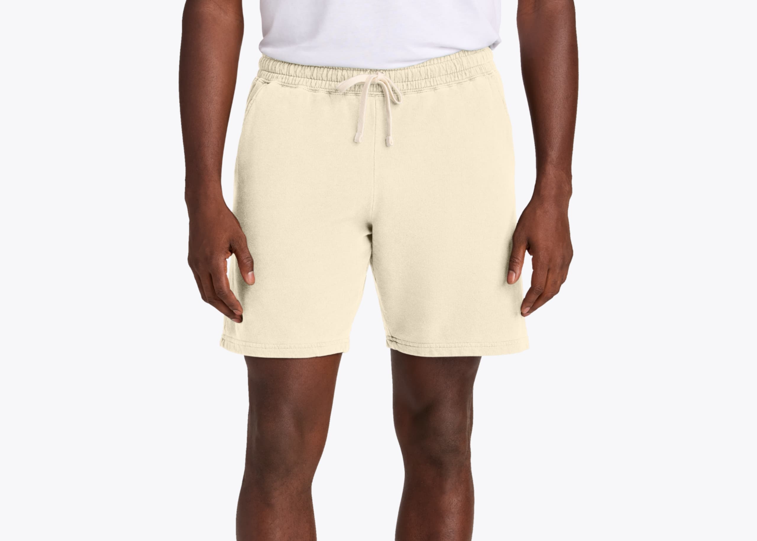 Comfort Colors 1468 Garment-Dyed Lightweight Fleece Sweat Shorts in Ivory (size:medium, view:front)