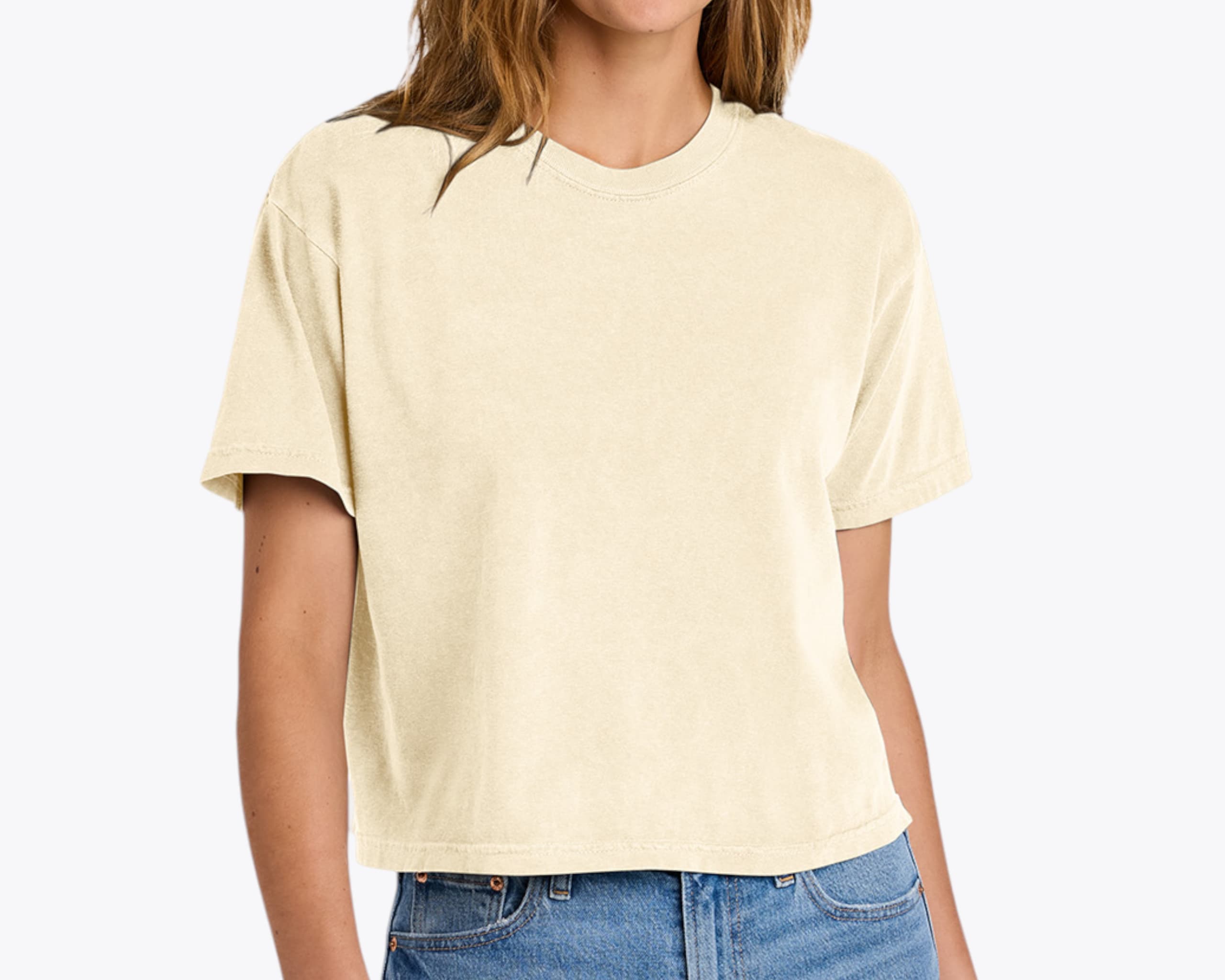 Comfort Colors 3023CL Women's Heavyweight Boxy T-Shirt in Ivory (size:medium, view:front)