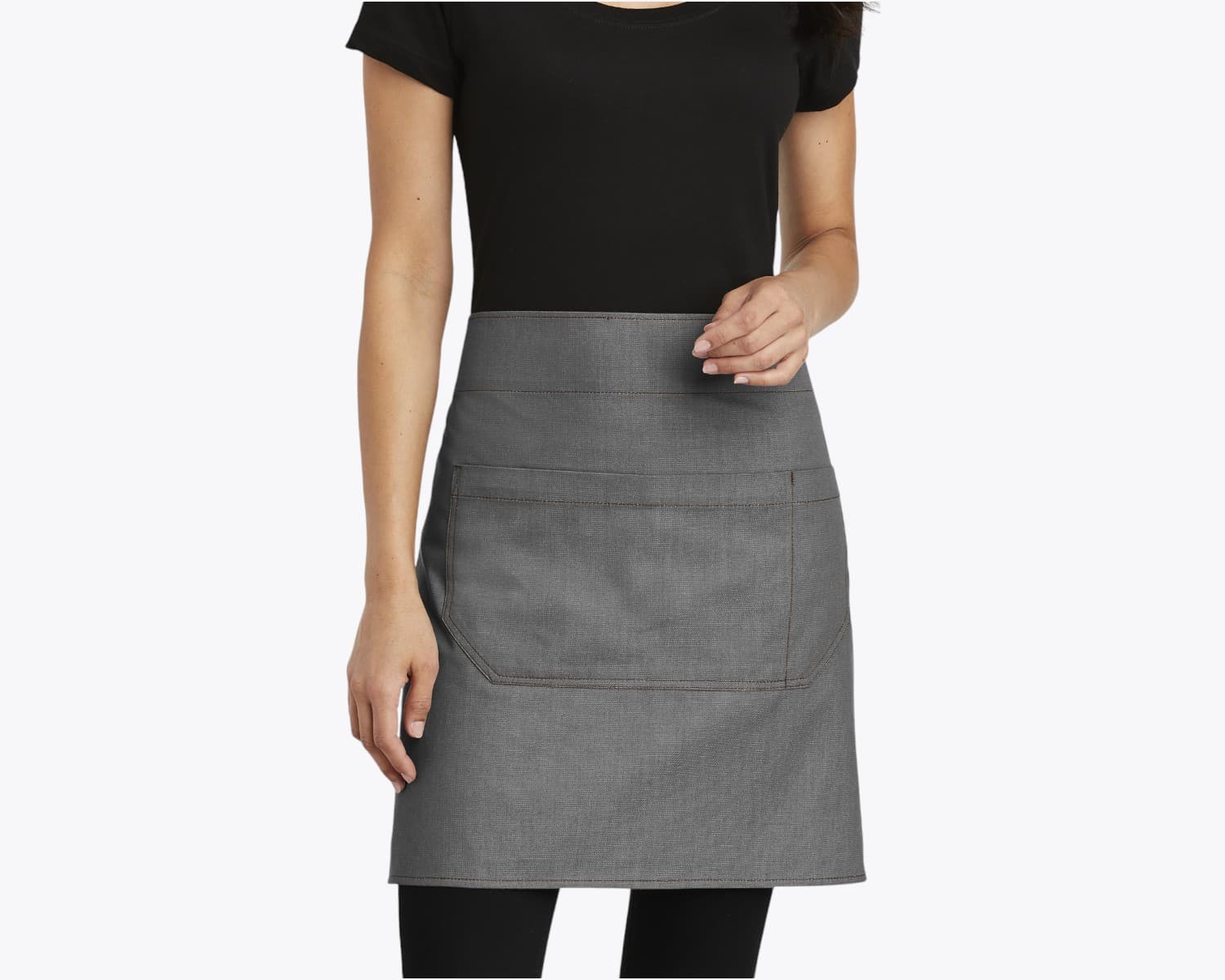 Port Authority A801 Market Half Bistro Apron in Ash Grey (size:one size fits most, view:front)