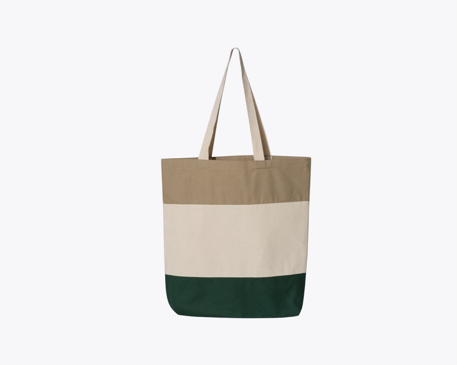 Q-Tees Q125900 Tri-Color Tote in Forest/Natural/Khaki (size:one size fits most, view:front)