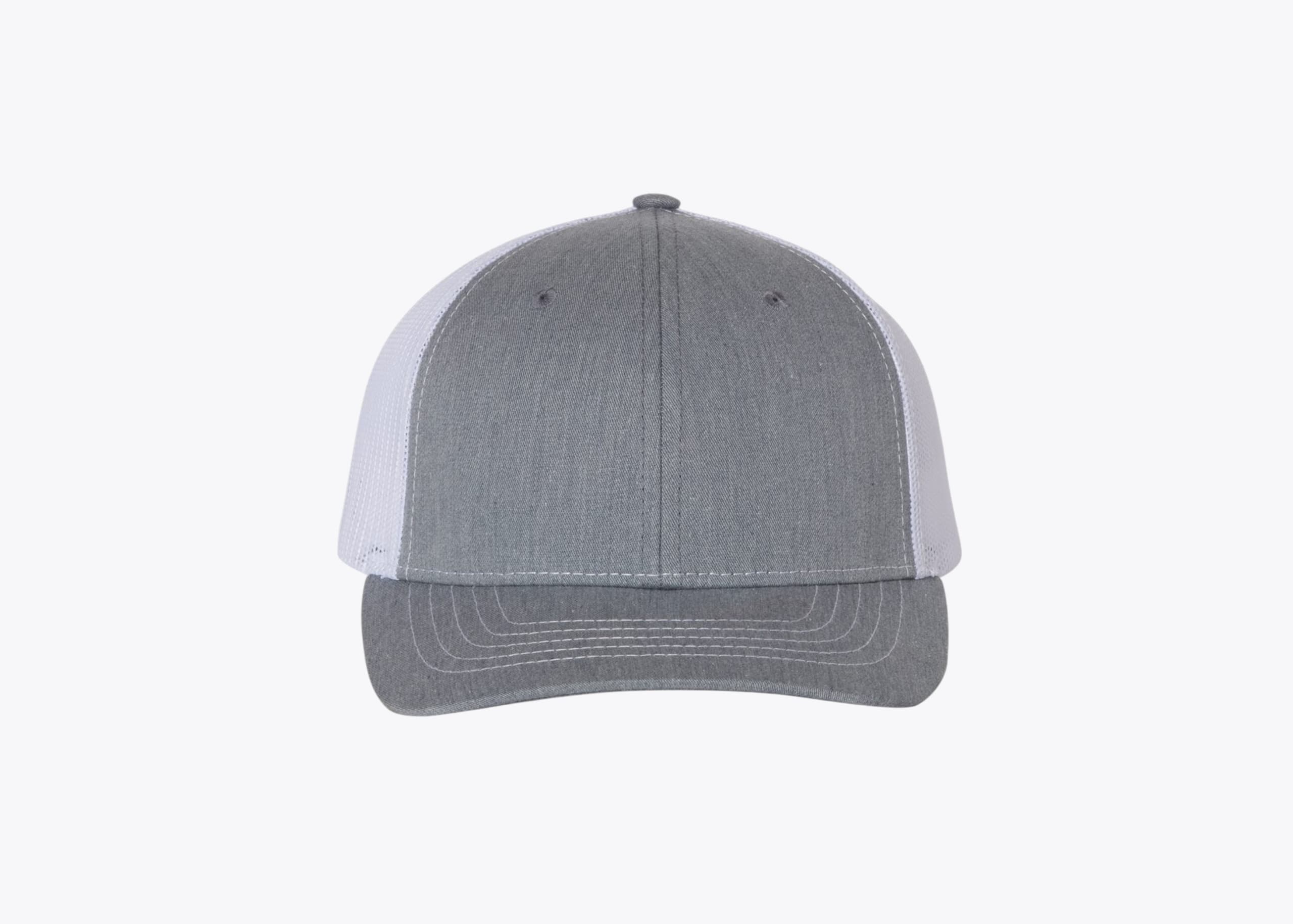 Richardson 112Y Youth Trucker Snapback Cap in Heather Grey/White (size:one size fits most, view:front)