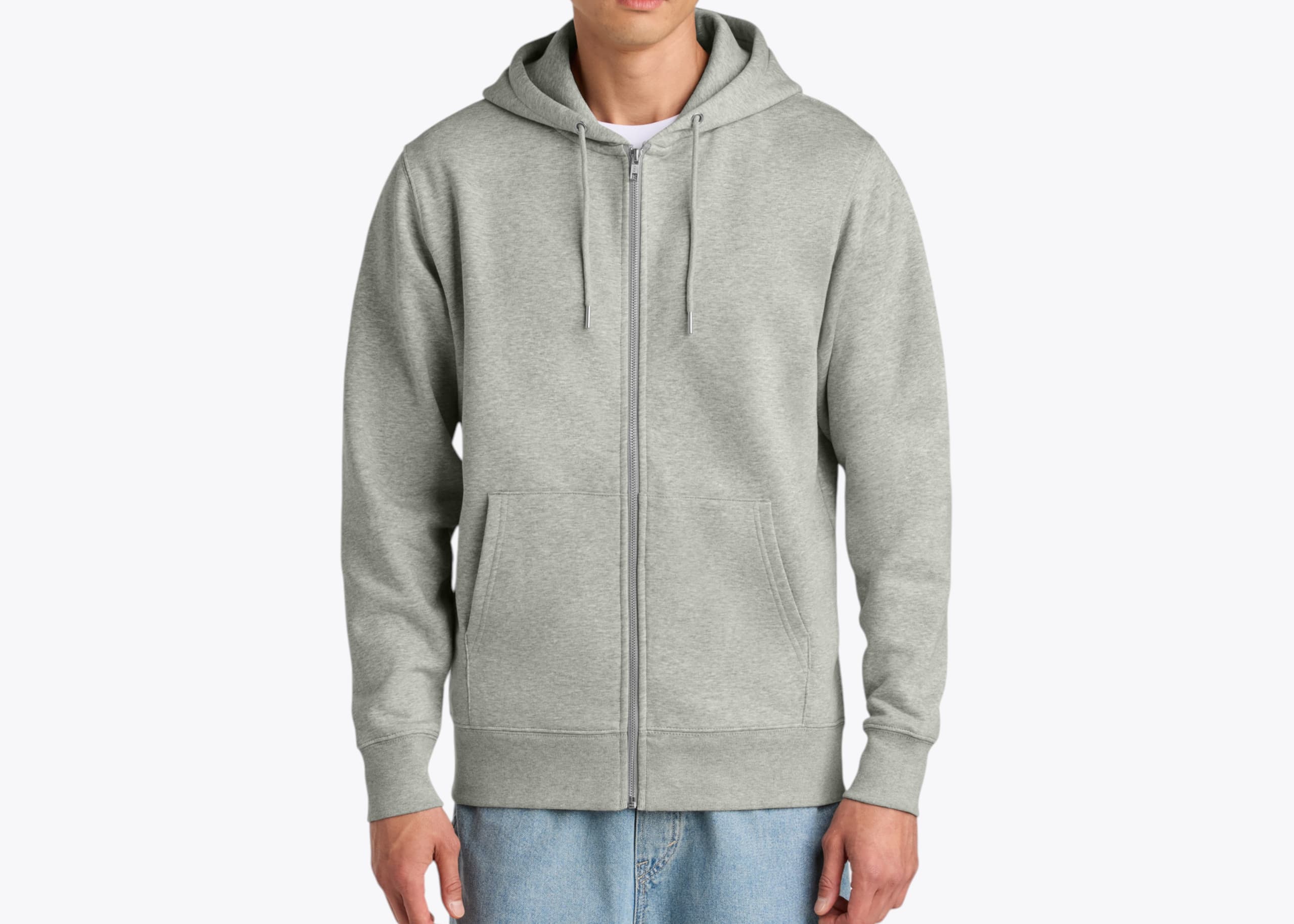 Stanley/Stella SXU005 Cultivator 2.0 Full-Zip Hooded Sweatshirt in Heather Grey (size:medium, view:front)