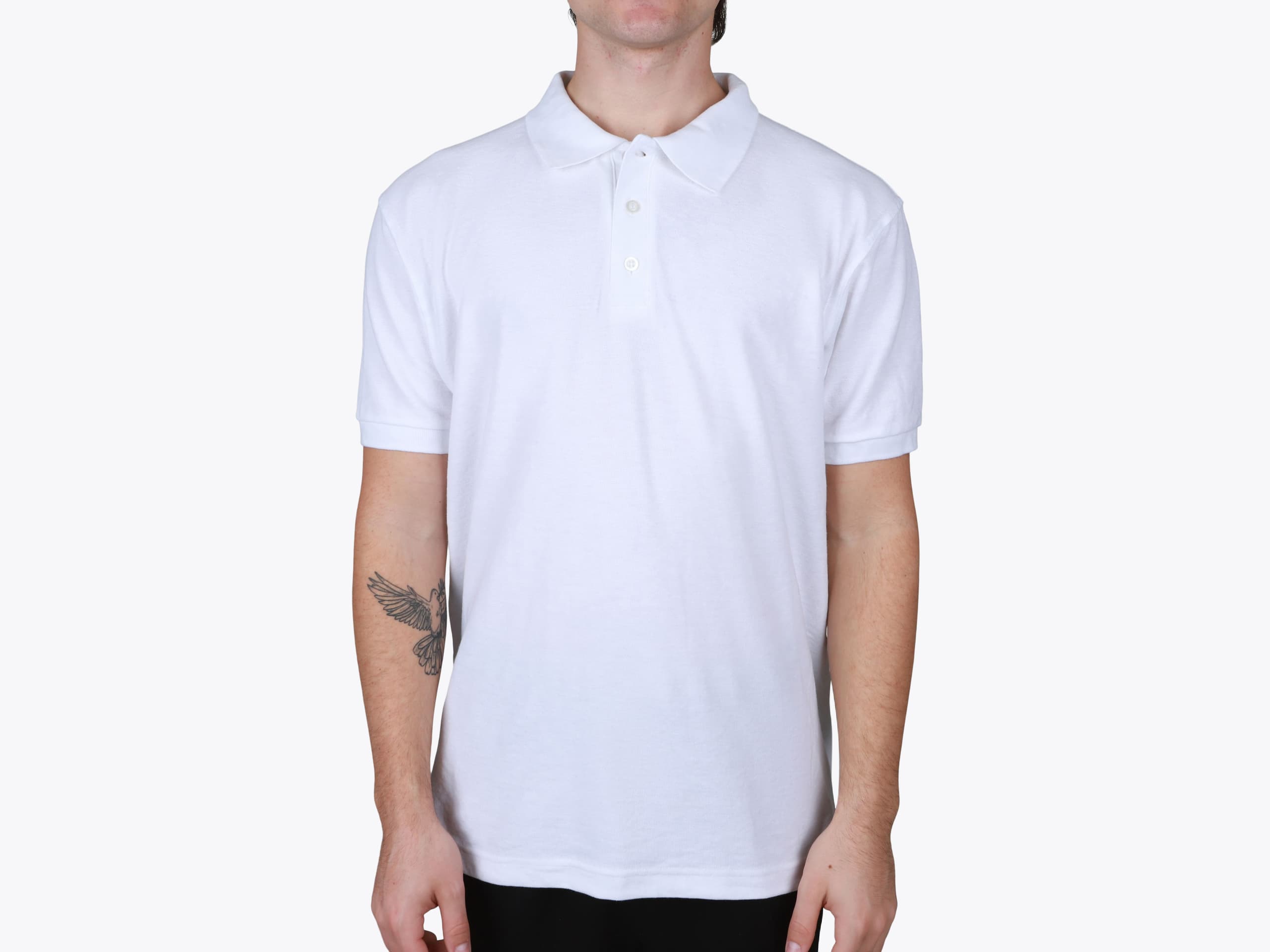 Tultex 400 50/50 Sport Polo in White (model:male, size:medium, view:front)