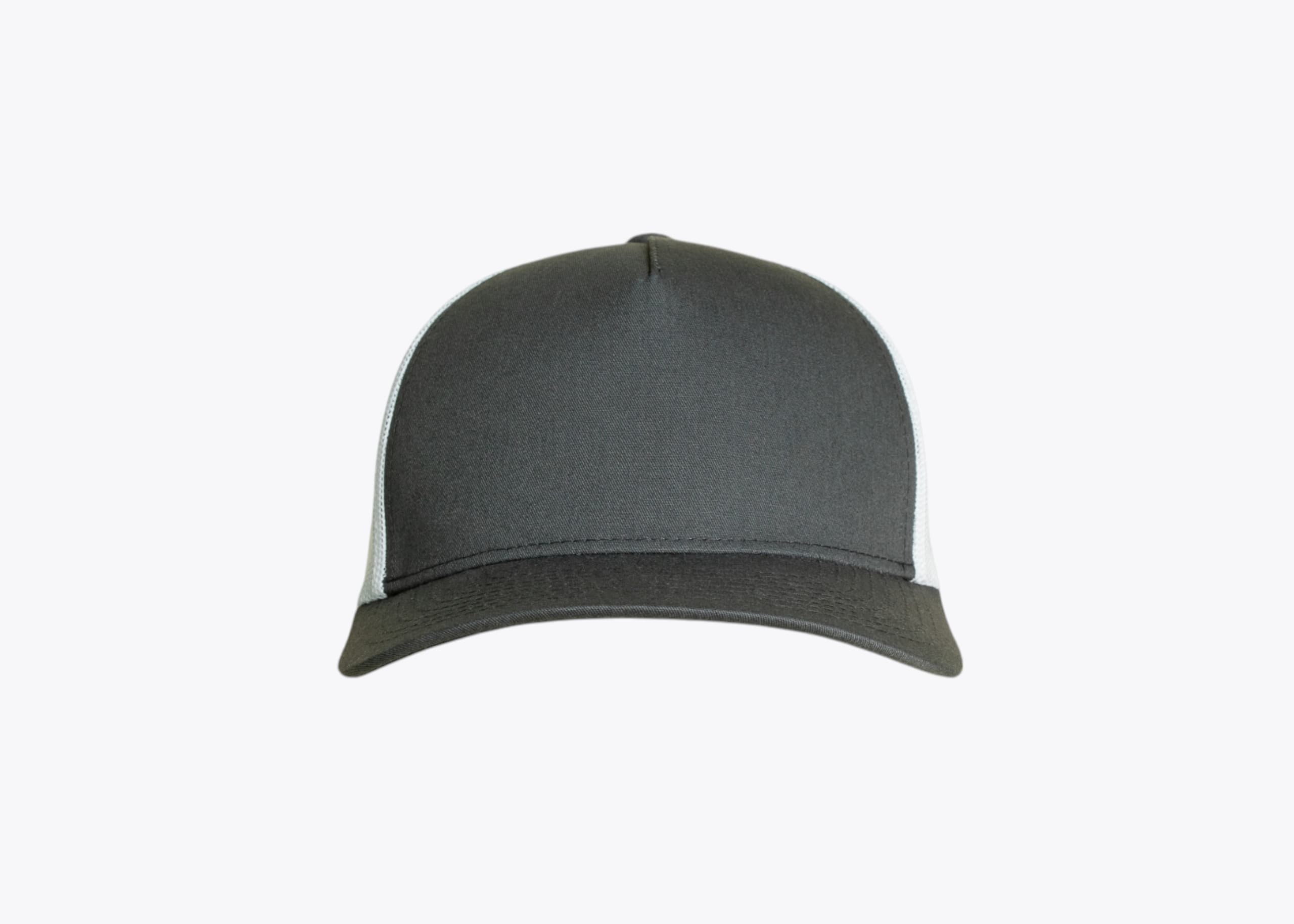 Yupoong 6506 5-Panel Retro Trucker Cap in Charcoal/White (size:one size fits most, view:front)